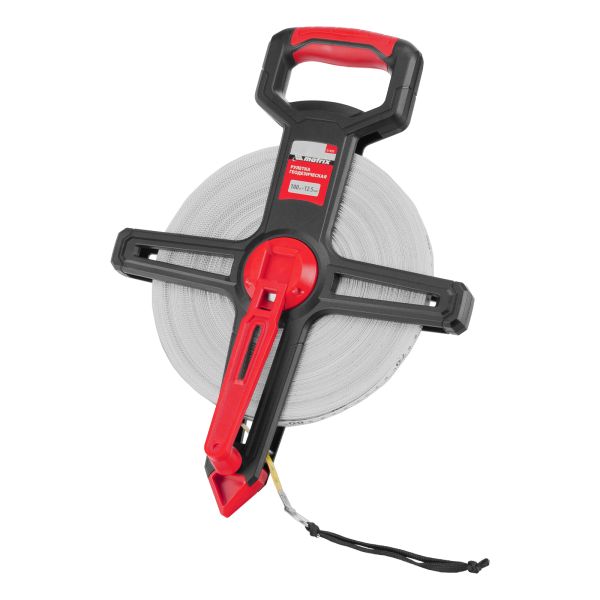 Рулетка геодезическая 100 м х 12,5 мм, открытый корпус, фиберглассовая лента// Matrix