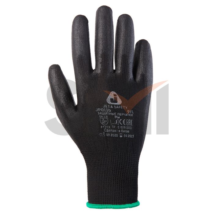 Защитные перчатки с полиуретановым покрытием черный