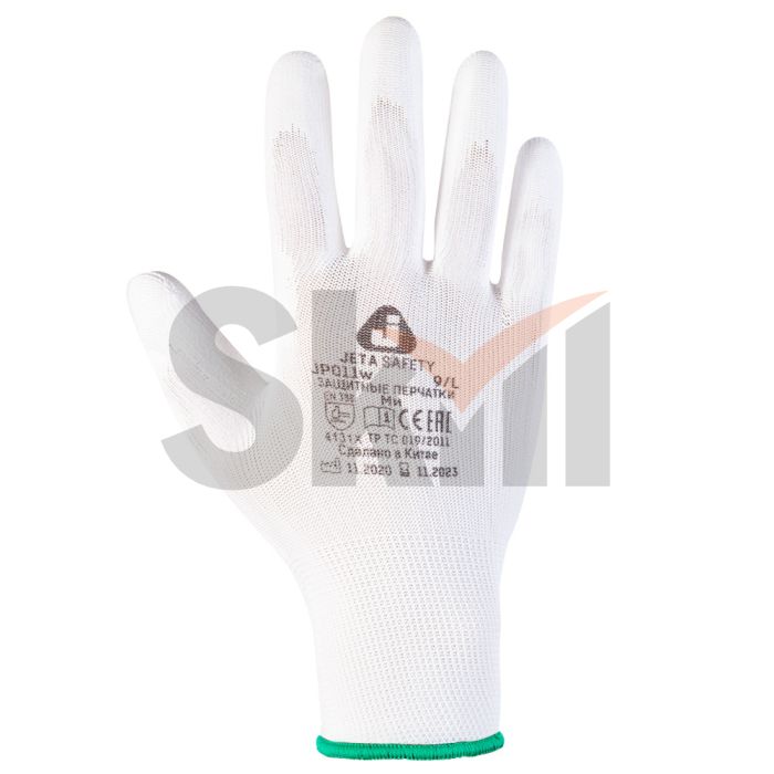 Защитные перчатки с полиуретановым покрытием белый