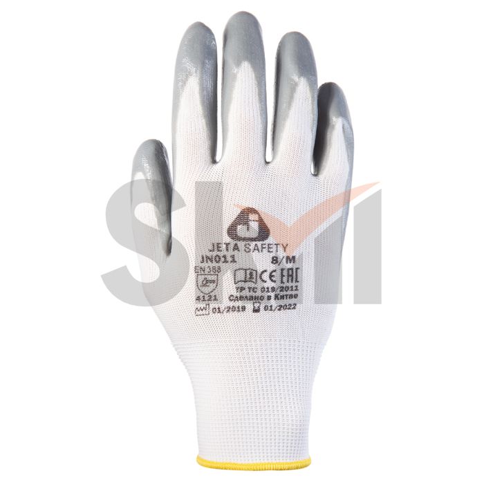 Защитные перчатки с нитриловым покрытием белый, серый